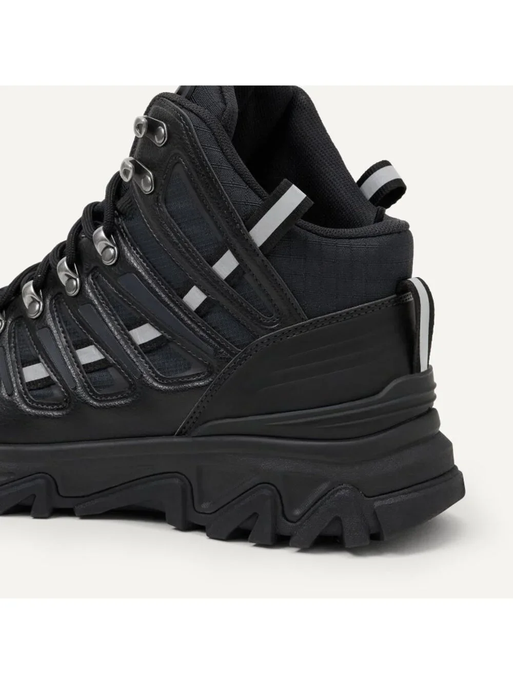 Men's Black Waterproof Shoes Casual High Top Round Toe Non Slip Hiking Boots